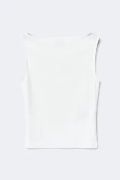 Gina Tricot Boatneck tanktop Hvit Clearance