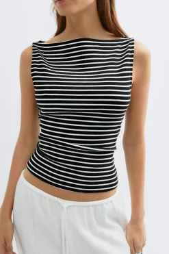 Gina Tricot Boatneck tanktop Svart New