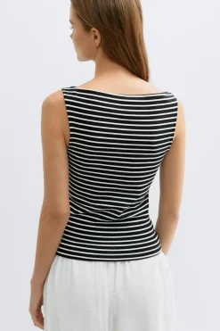 Gina Tricot Boatneck tanktop Svart New