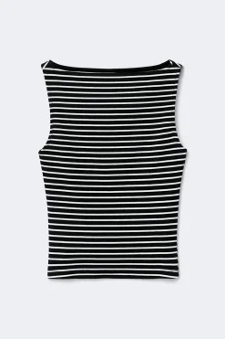Gina Tricot Boatneck tanktop Svart New