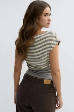 Gina Tricot Boatneck top Grå New
