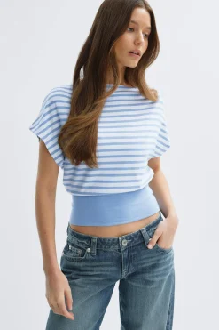 Gina Tricot Boatneck top Blå Online