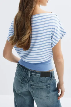 Gina Tricot Boatneck top Blå Online