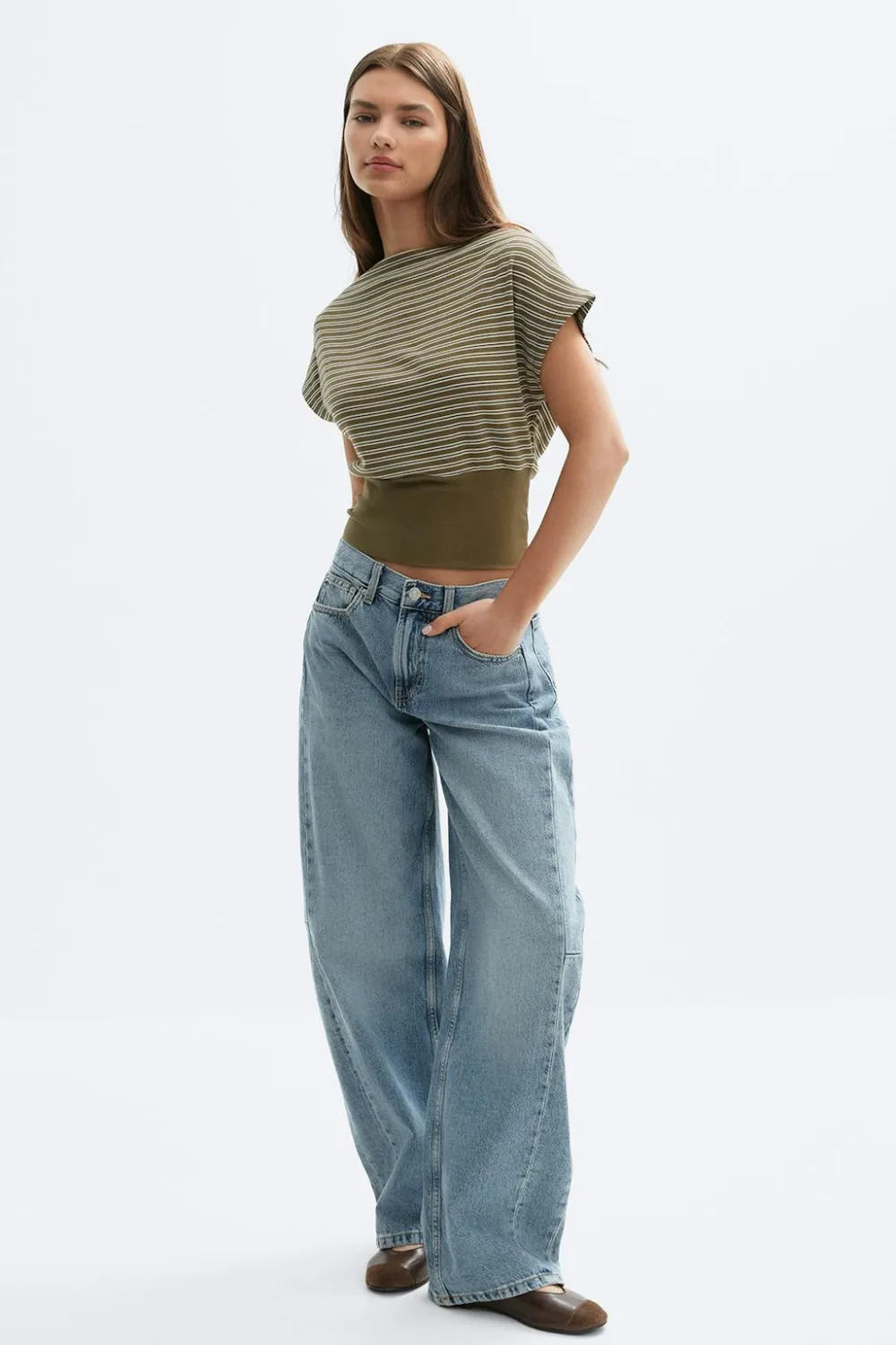 Gina Tricot Boatneck top Grønn Online