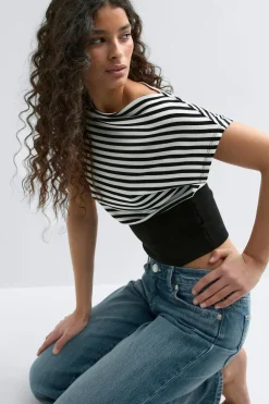 Gina Tricot Boatneck top Svart Discount