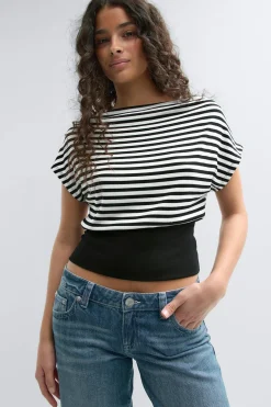 Gina Tricot Boatneck top Svart Discount