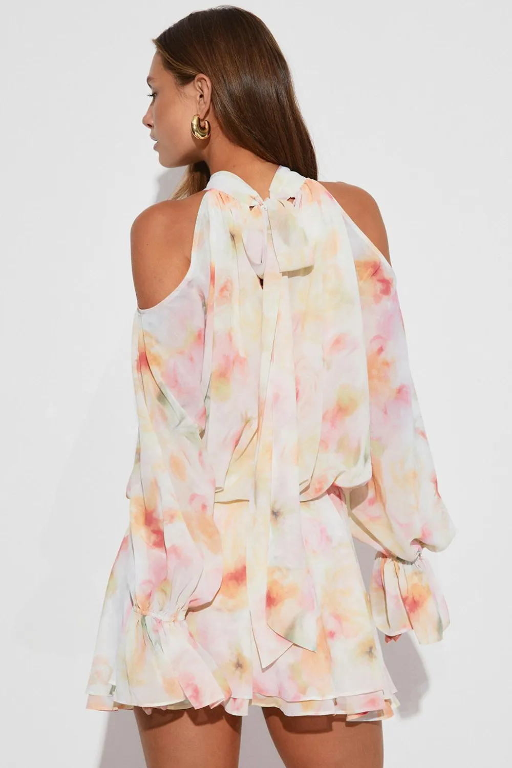 Gina Tricot Boho chiffon mini dress Hvit Discount