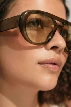 Gina Tricot Bold aviator sunglasses Brun