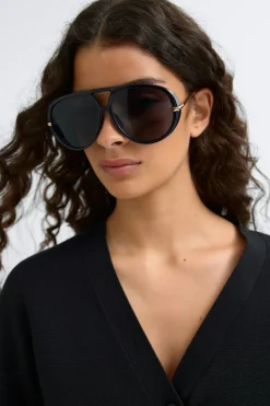 Gina Tricot Bold aviator sunglasses Svart Discount