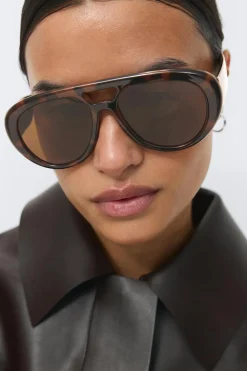Gina Tricot Bold aviator sunglasses Brun New