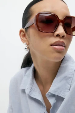 Gina Tricot Bold retro square sunglasses Brun Hot