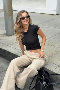 Gina Tricot Booty belted jeans Beige Hot