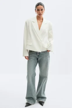 Gina Tricot Boxy bazer Hvit Outlet