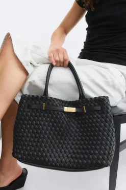 Gina Tricot Braided top handle bag Svart