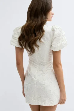 Gina Tricot Brocade puffsleeve mini dress Hvit Best
