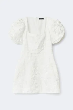 Gina Tricot Brocade puffsleeve mini dress Hvit Best