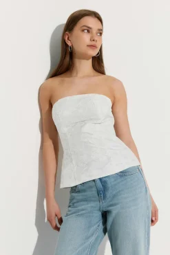 Gina Tricot Brocarde corset top Hvit