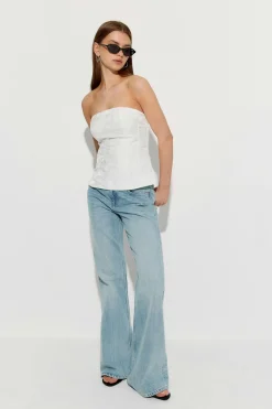 Gina Tricot Brocarde corset top Hvit