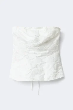 Gina Tricot Brocarde corset top Hvit