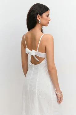 Gina Tricot Broderie anglaise midi dress Hvit Sale