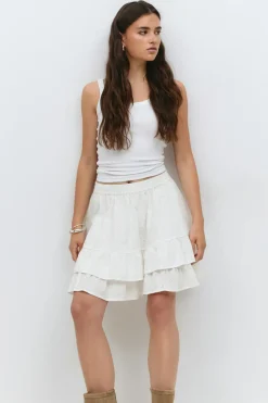 Gina Tricot Broderie angaie ini kirt Hvit Outlet