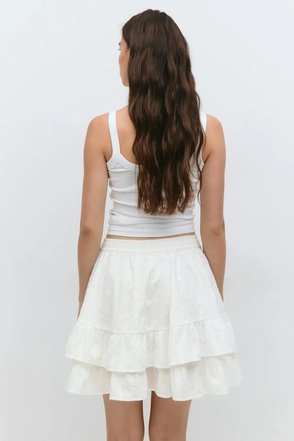 Gina Tricot Broderie angaie ini kirt Hvit Outlet