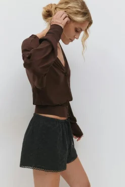 Gina Tricot Broderie angaie hort Svart