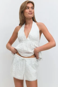 Gina Tricot Broderie angaie hort Hvit Sale