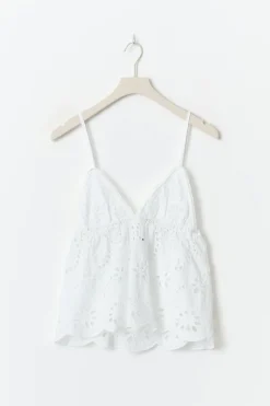Gina Tricot Broderie anglaise singlet Hvit Hot