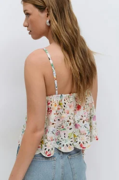 Gina Tricot Broderie anglaise singlet Hvit