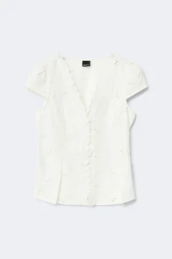 Gina Tricot Broderie angaie top Hvit Clearance