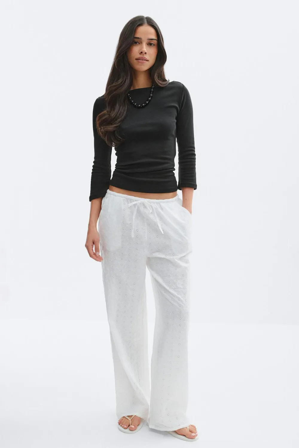 Gina Tricot Broderie angaie trouer Hvit Best