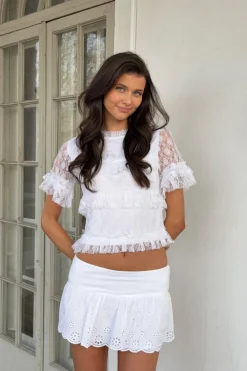 Gina Tricot 14+ broderie angai kirt Hvit Online