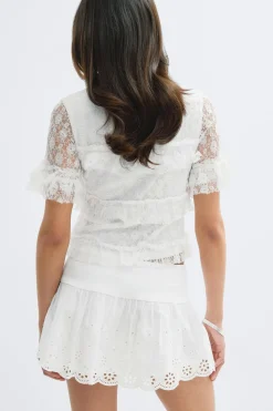Gina Tricot 14+ broderie angai kirt Hvit Online
