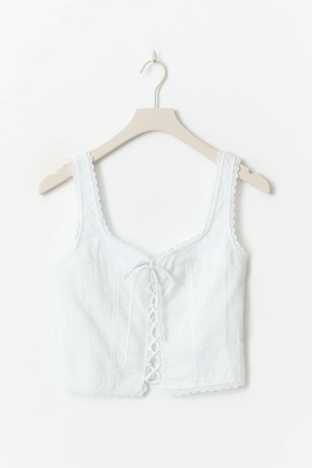 Gina Tricot Broderie anglais top Hvit Clearance