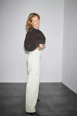Gina Tricot Broderie denim jeans Hvit Hot