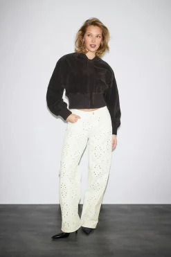 Gina Tricot Broderie denim jeans Hvit Hot