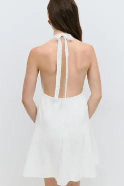 Gina Tricot Broderie halterneck dress Hvit Clearance
