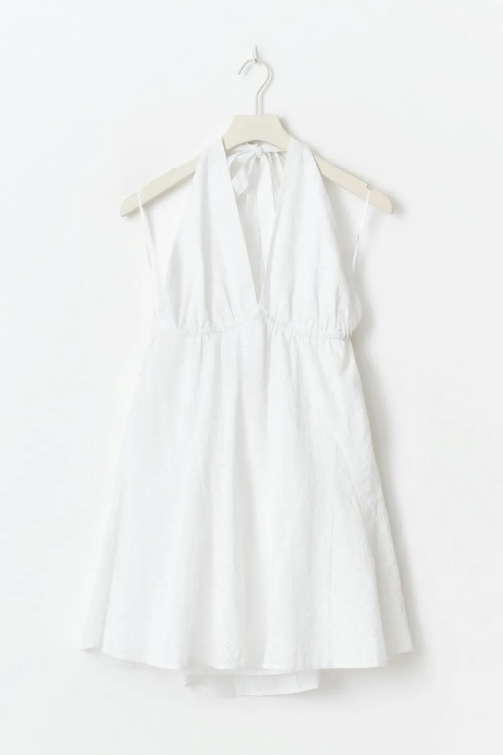 Gina Tricot Broderie halterneck dress Hvit Clearance