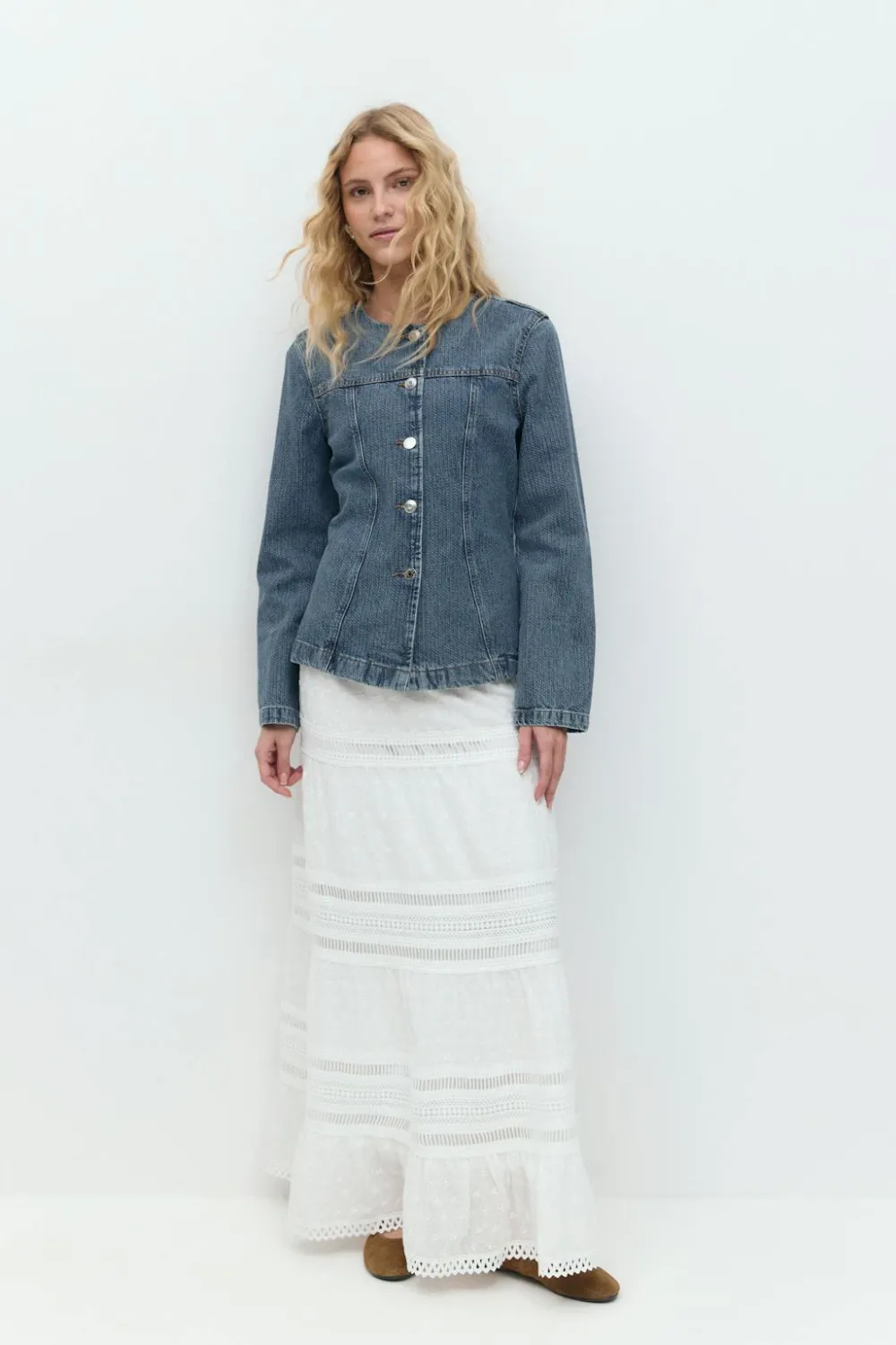 Gina Tricot Broderie axi kirt Hvit Hot