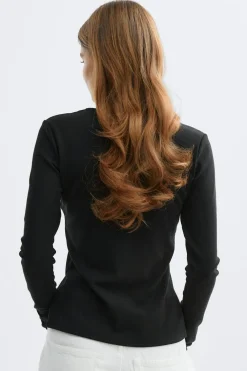 Gina Tricot Button detai top Svart Hot