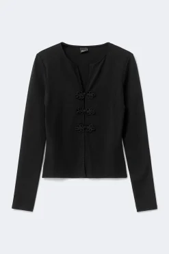 Gina Tricot Button detai top Svart Hot