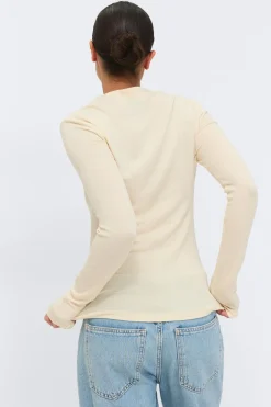 Gina Tricot Button down funne neck top Gul Hot