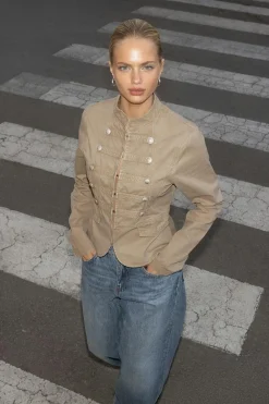 Gina Tricot Button down uniform jacket Grønn