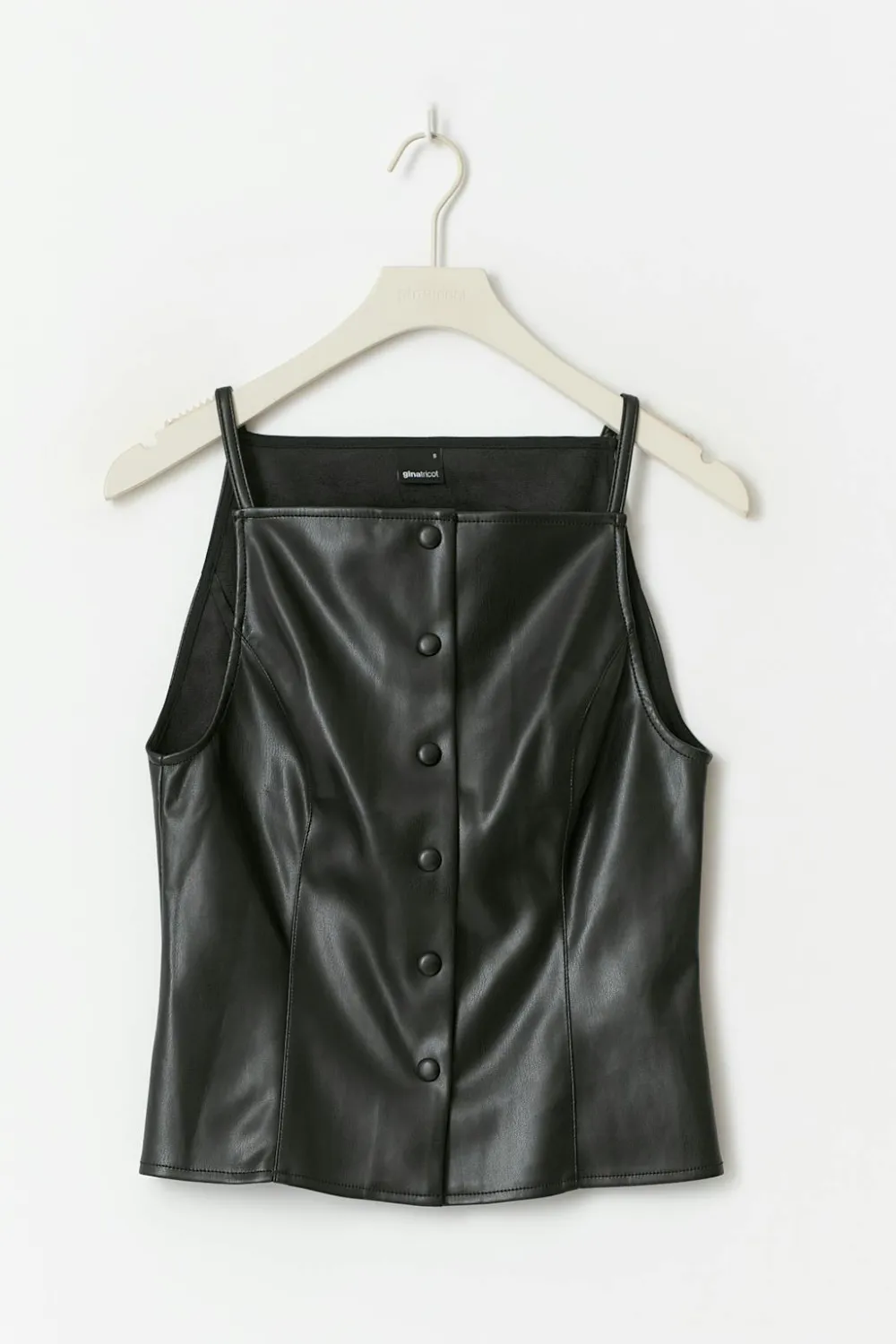 Gina Tricot Buttoned pu top Svart Discount
