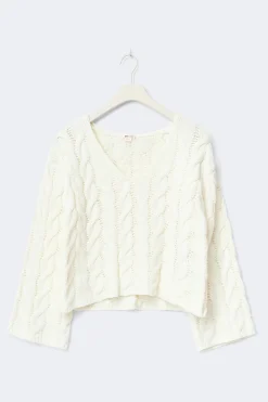 Gina Tricot 14+ cabe knitted weater Hvit