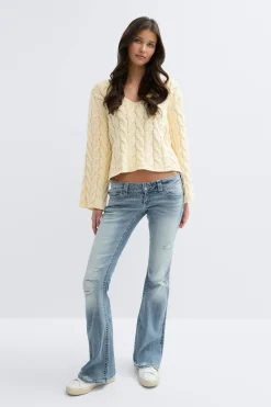 Gina Tricot 14+ cabe knitted weater Gul Online
