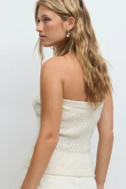 Gina Tricot Cabe knitted tube top Beige New