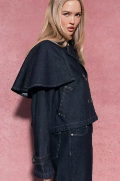 Gina Tricot Cape deni trench Blå