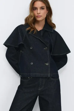 Gina Tricot Cape deni trench Blå